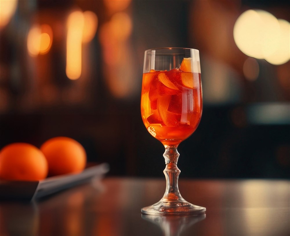 Glas mir Radler gefüllt vor dunklem Hintergrund