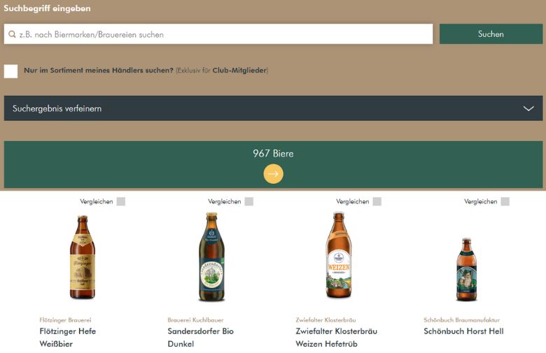 Ausschnitt aus dem Bierfinder